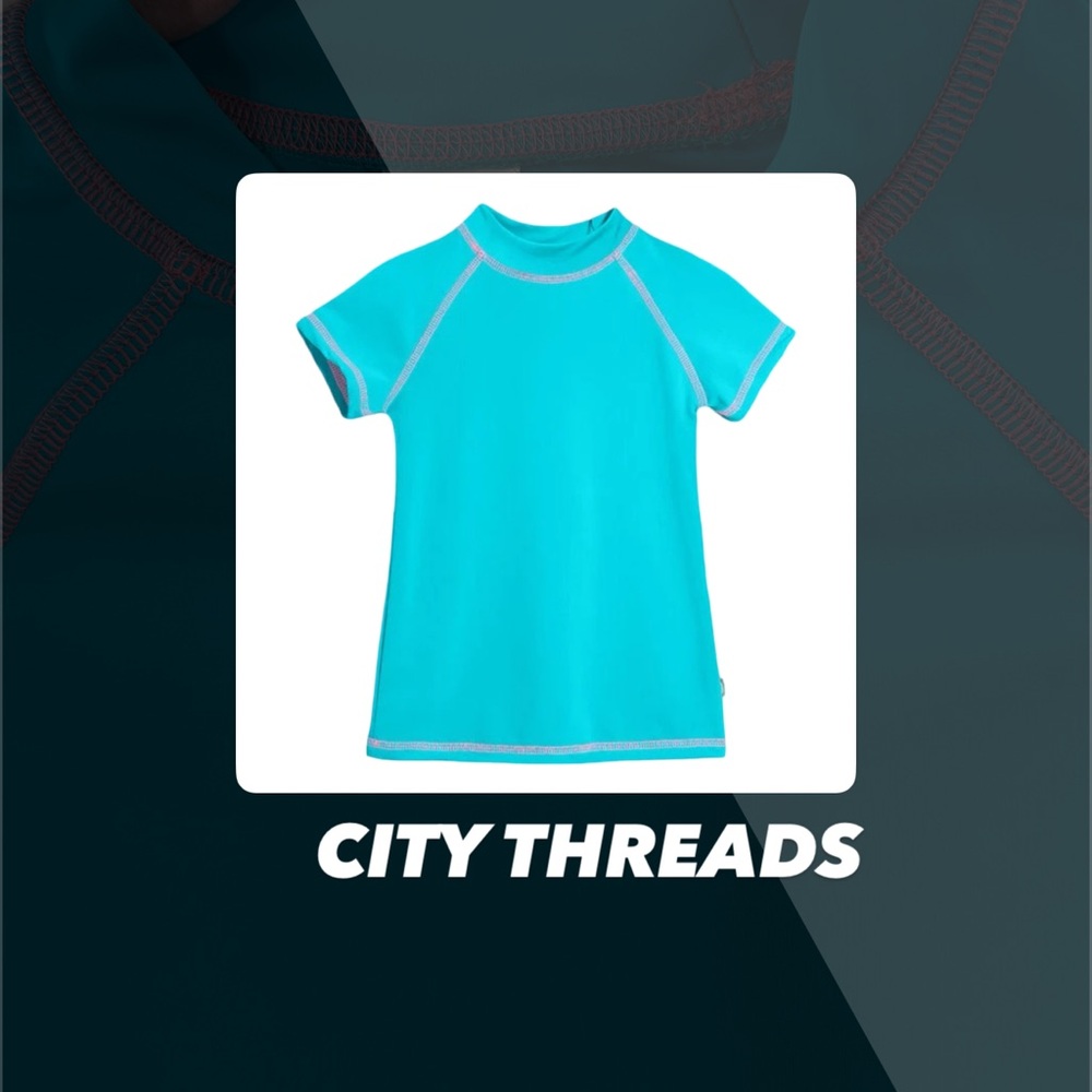 EUC City Threads Turquoise UPF 50+ Short Sleeve Rashguard
